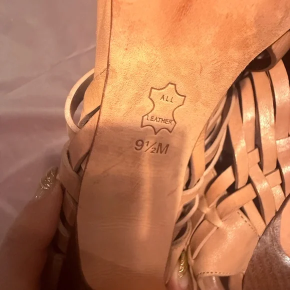 Tory Burch Nadia Huarache Leather Sandal Royal Tan Size 9.5 MSRP $325 - Picture 5 of 12